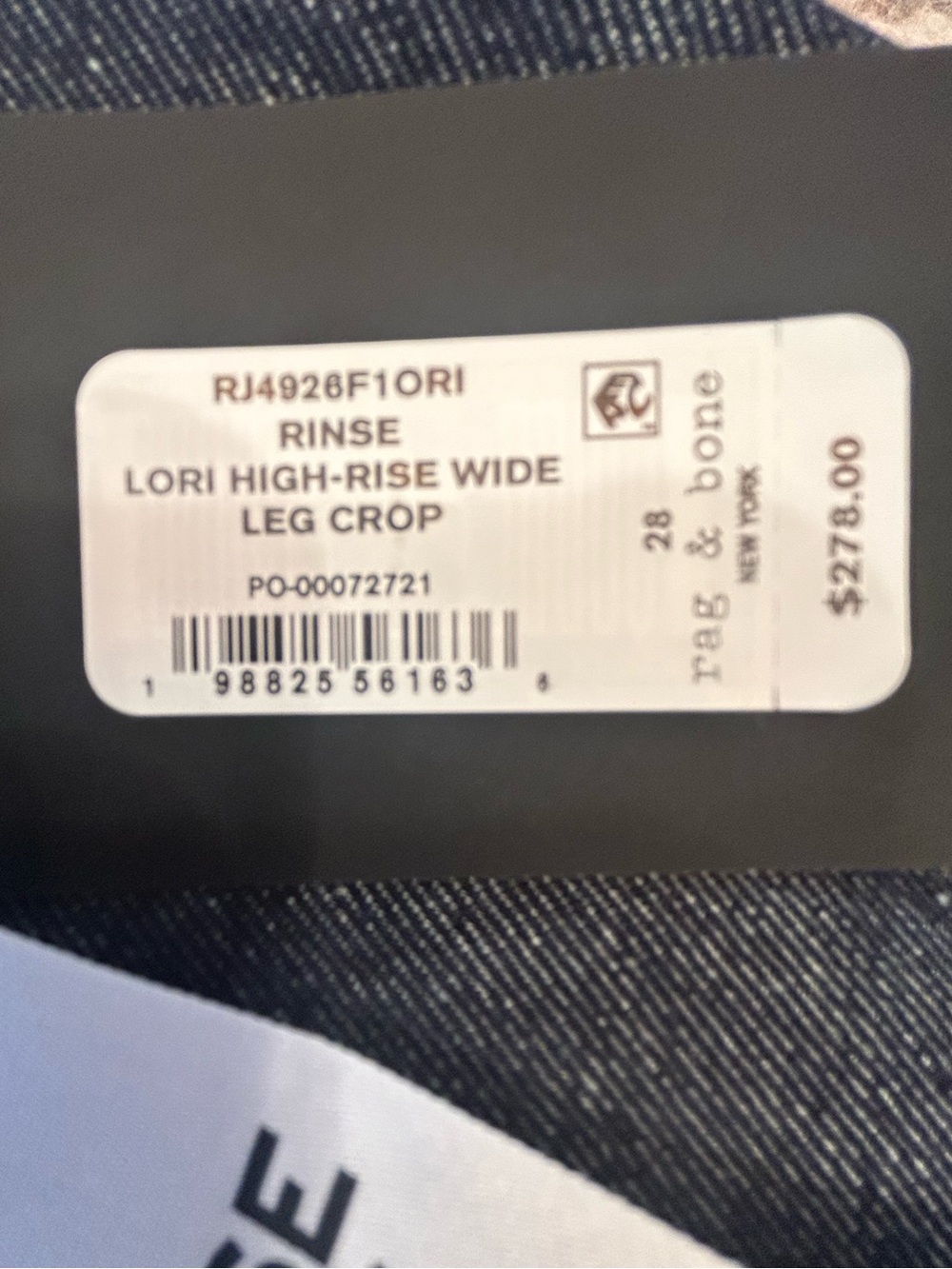 NWT rag & bone Wide-Leg High-Rise Crop Jeans in Dark Indigo - Picture 8 of 9